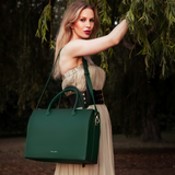 The Doctor’s Bag – Gold And Forest Green Leather Women’s Carry All Bag For Work