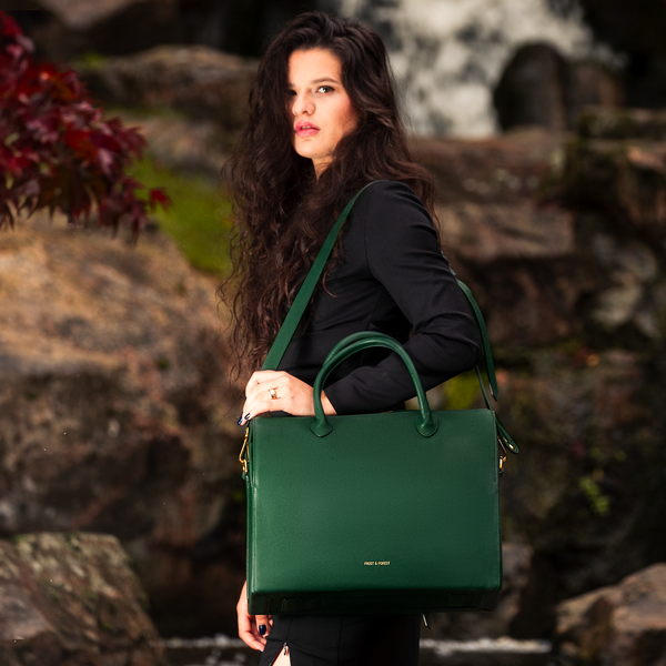 The Doctor’s Bag – Gold And Forest Green Leather Women’s Carry All Bag For Work